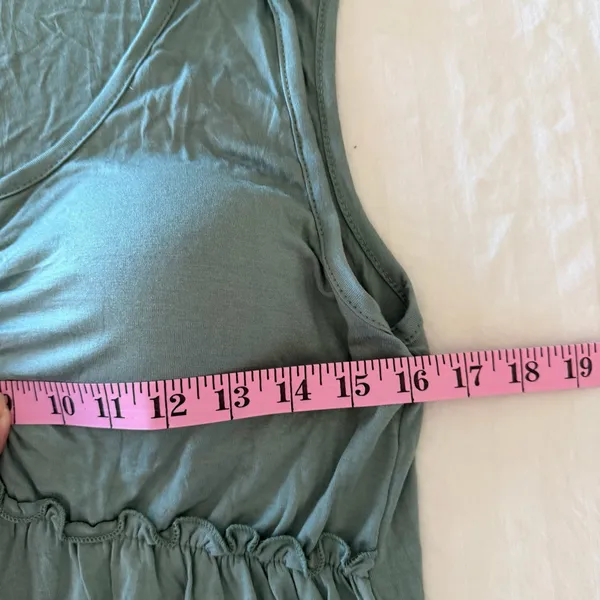Women's Built In Removable Pads Bra Green Sleeveless Dress Size M #260307 - Image 3