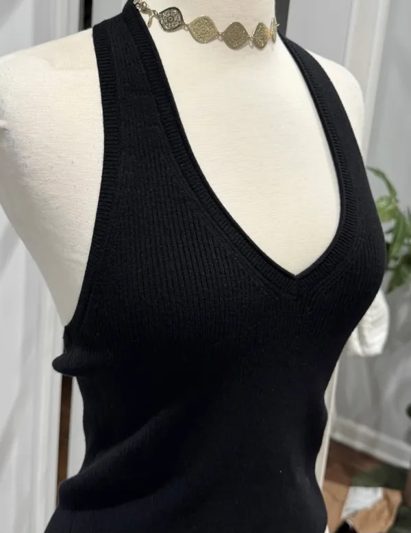 Aerie Black Sweater Halter Tank Top - Image 2