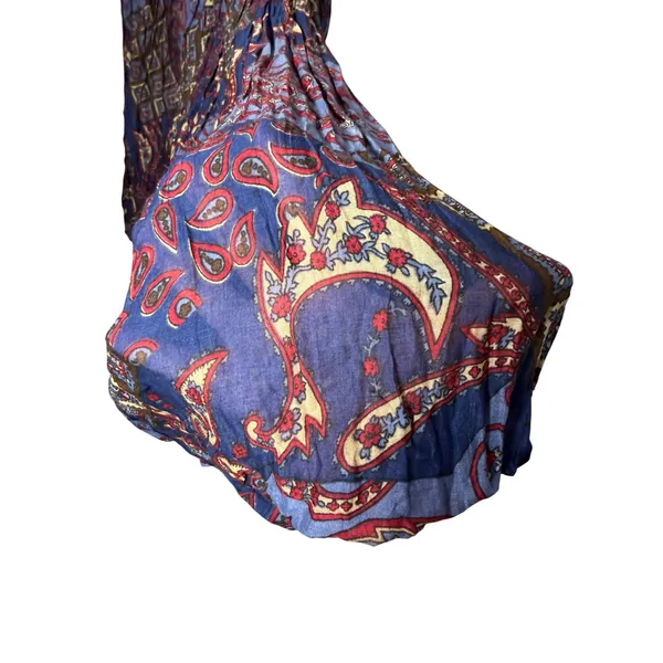 Bobbie Brooks Anywhere Blue Paisley Cotton Crinkle Maxi Skirt Womens Large Boho - Image 7