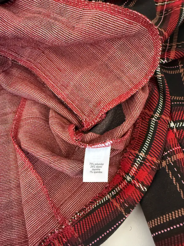 Maurices Tartan Plaid Cropped Blazer Red Black Velvet Collar NWT - Image 10