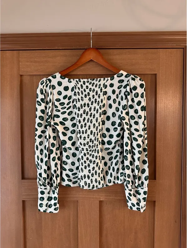 Reformation Calla Print Top Blouse In Tapioca Polka Dot Women’s size 2 - Image 6