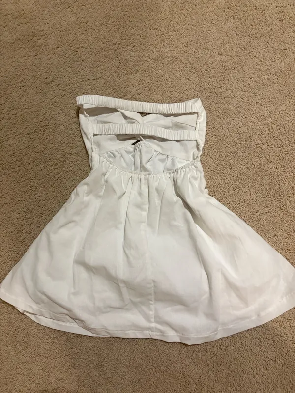 White Strapless Mini Dress - Image 2