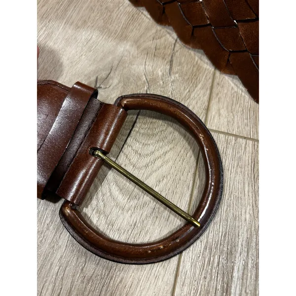 New York & Company BOHO Braided Leather Belt Cognac Brown Wide Woven L/XL - Image 6