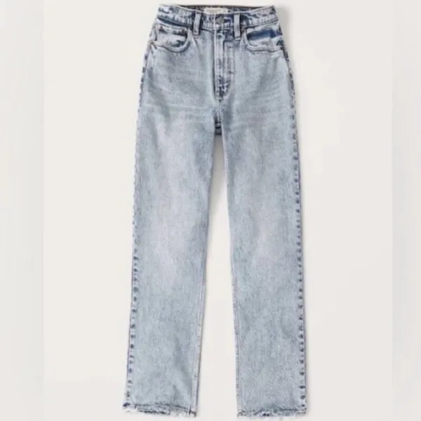 Abercrombie & Fitch 90's Straight Ultra High Rise Acid Wash Jeans 37‎ / 24 - Image 5