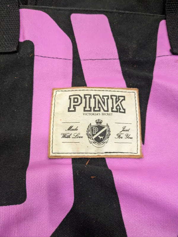 Vintage Victoria's Secret PINK Black Tote Bag - Image 3