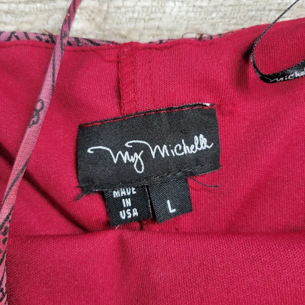My Michelle Asymmetrical Slip Dress Large Red Glitter Y2K Paisley Fairy Grunge - Image 2