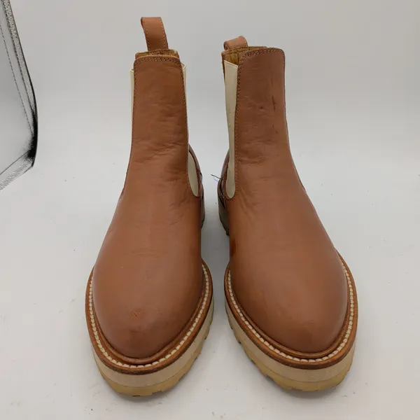 Diemme Alberone $450 Tan Leather Chelsea Duck Boots Made Italy Size 41 Lug Sole - Image 3