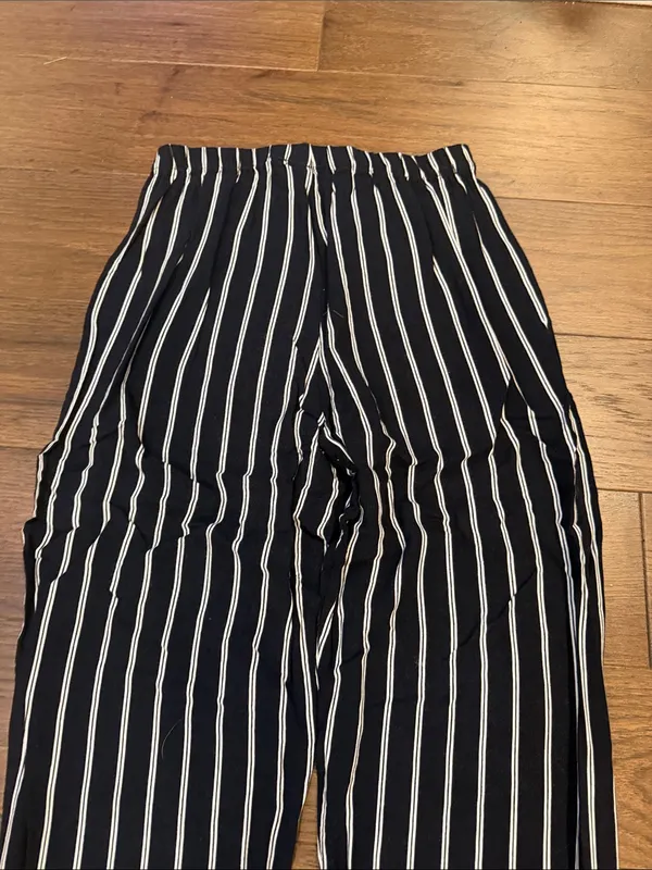 Brandy Melville Pants Black White Striped Wide Leg Elastic Waistband - C31-047 - Image 8