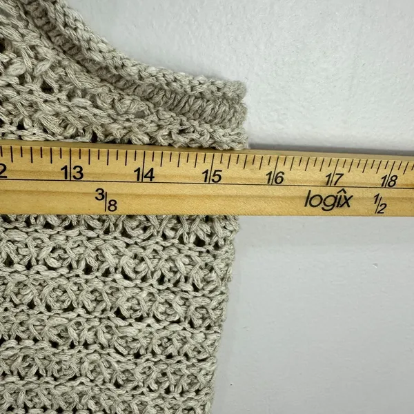 Aerie Crochet Knit Tank Top Womens Medium Beige Boho Racerback Scoop Neck Summer - Image 7