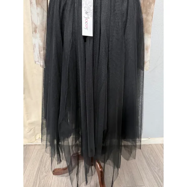 Fairy Black Tulle Mesh Handkerchief Hem Midi Skirt Medium Whimsigoth Punk Witchy - Image 13