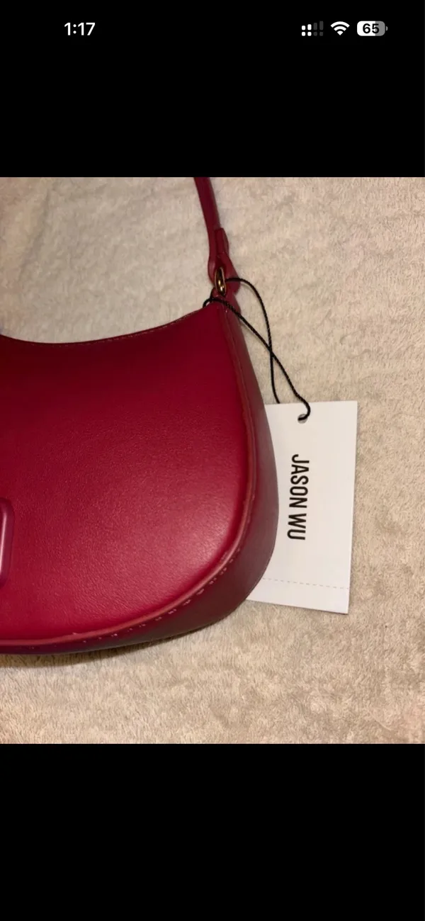 Jason Wu Small Burgundy Crescent Shoulder Bag Zip Logo Matte Gold Hardware - Image 5