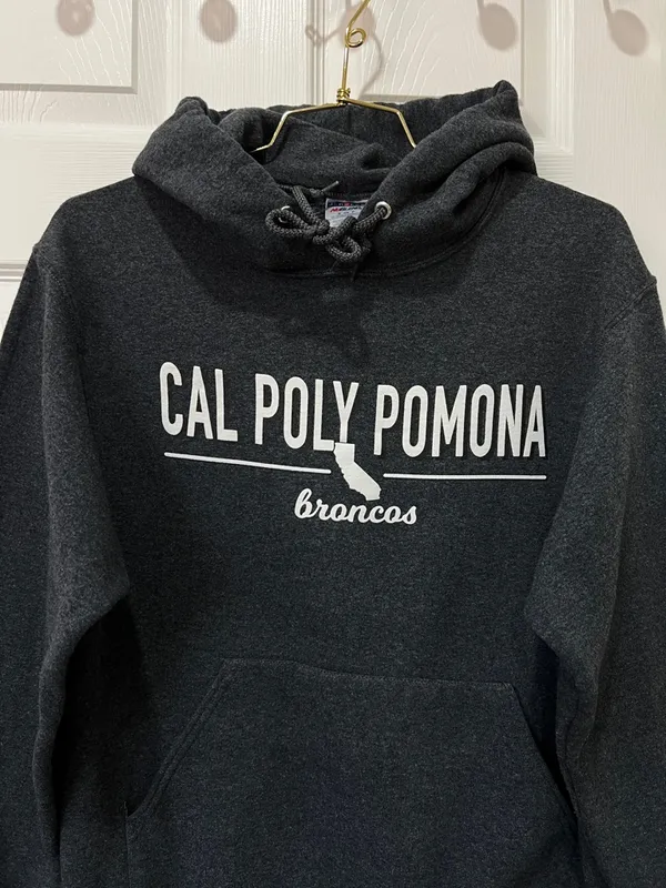 Jerzees Cal Poly Pomona Broncos Sweatshirt Hooded Gray Size Small - Image 6