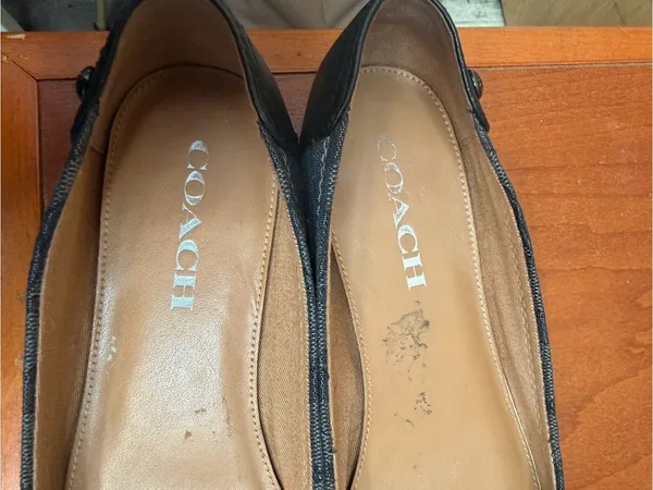 Coach Signature Jacquard Black Leather Cap Toe Ballet Flats Women’s Size: 7.5 - Image 2