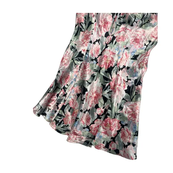 Vintage 90s Victorias Secret Nightgown Womens Large Pink Floral Chemise Satin - Image 7