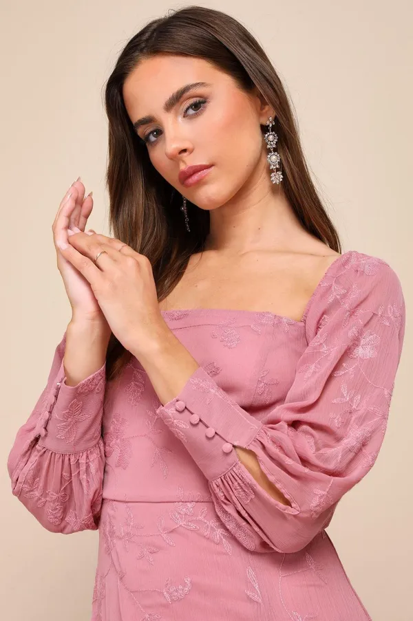 Feel the Romance Rose Embroidered Off-the-Shoulder Maxi Dress - Image 5
