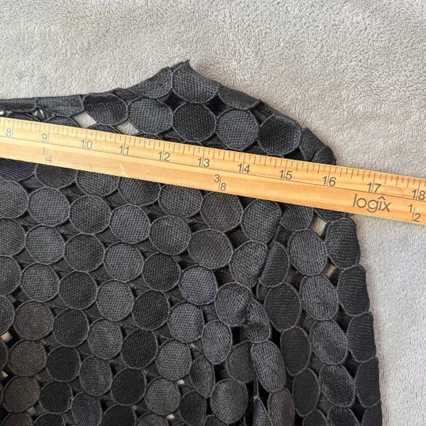 ALEXIS Black Geometric Circle Cut Out Crop Top Size L Avant Garde See Through - Image 12
