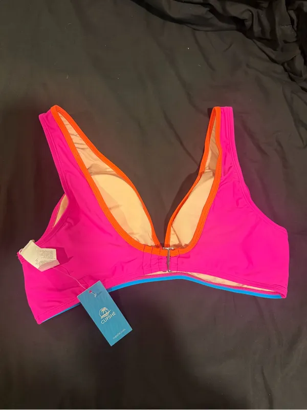 Cupshe Neon Colorblock Bikini Top and High Waisted Bottoms Size L NWT - Image 8