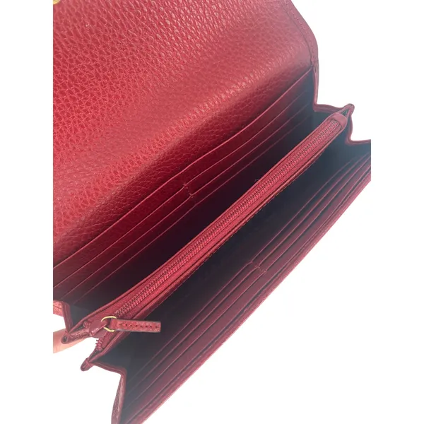 Gucci GG Marmont Continental‎ Wallet Hibiscus Red Pebbled Leather Wallet - Image 16