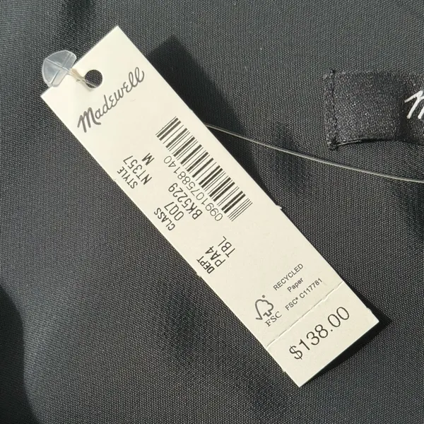 Madewell Relaxed Button-Front Mini Dress – Black, Size Medium NWT - Image 10
