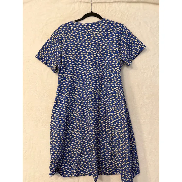 Vermont Country Store Floral T-Shirt Dress Womens Large Blue Daisy Pockets L - Image 9