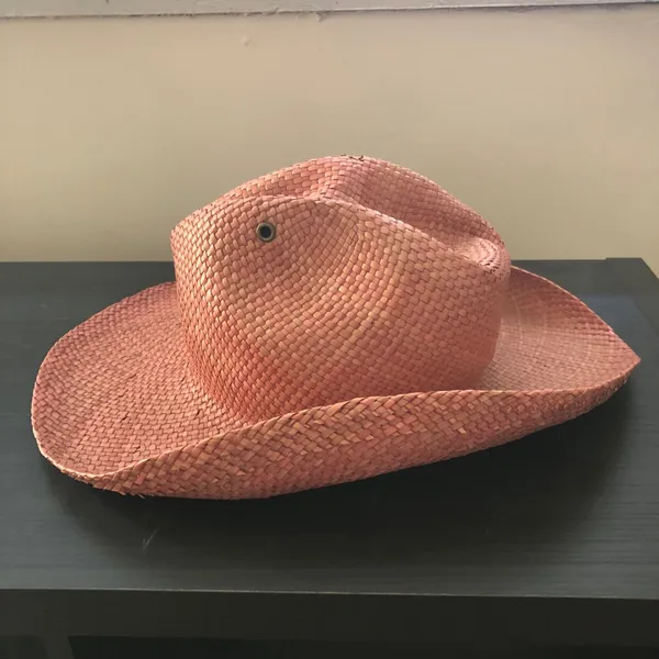 Vintage Liz Claiborne Pink Straw Cowboy Hat with Floral Flower Accent - Image 5
