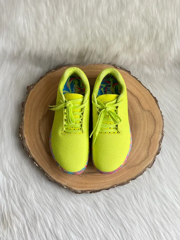 NOBULL Neon Yellow Sneakers with Multicolor Sole - Image 7