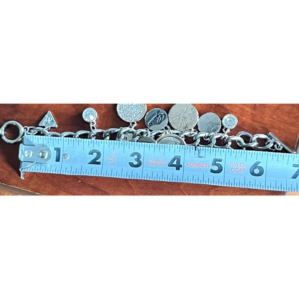 Guess Y2K Charm Link Bracelet Silver Rose Gold Crystal Logo Dangle Modern Glam‎ - Image 12