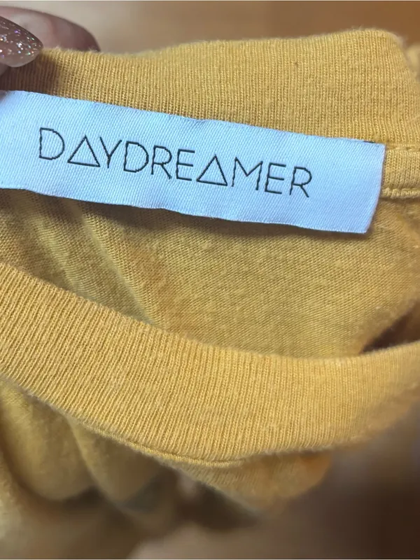 Daydreamer Mustard Johnny Cash Coastal Cowgirl Boho Preppy Slouchy Graphic Tee S - Image 8