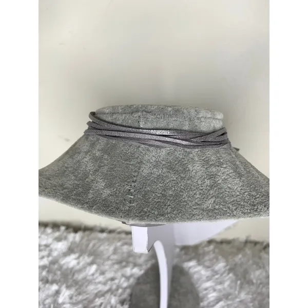 Silver Gray Thin Leather Necklace Choker 72" long - Image 3