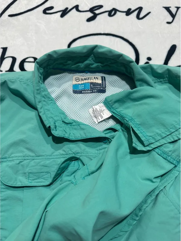 Magellan Outdoors Performance/Fishing Vented Shirt (Quick Dry) Size L Green - Image 5