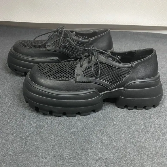 Lady Go Diva Platform Oxfords‎ Shoes Womens Lug Sole Mesh Chunky Black Sz 7 NWOT - Image 2