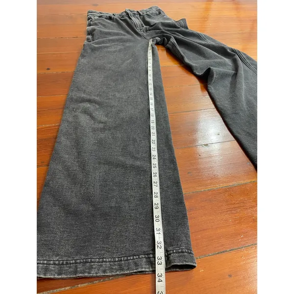 Good American Jeanius Good Skate Sweatpants Black Wide Leg Jeans 8/29 - Image 10