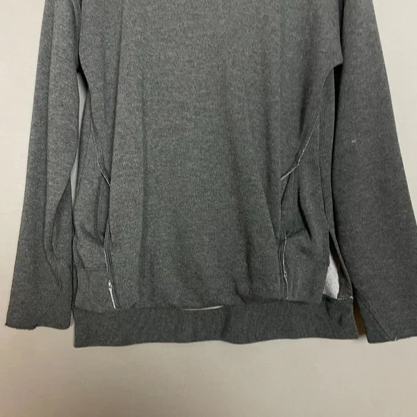 Nike Sweatshirt Top Gray Women Size XS‎ Relaxed Fit Long Sleeve Fleece Raw Seams - Image 10