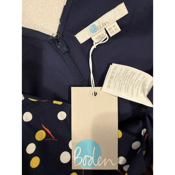 NEW Boden Top Womens 10 Navy Sinead Polka Dot Stretch Preppy Work Beach Coastal - Image 3