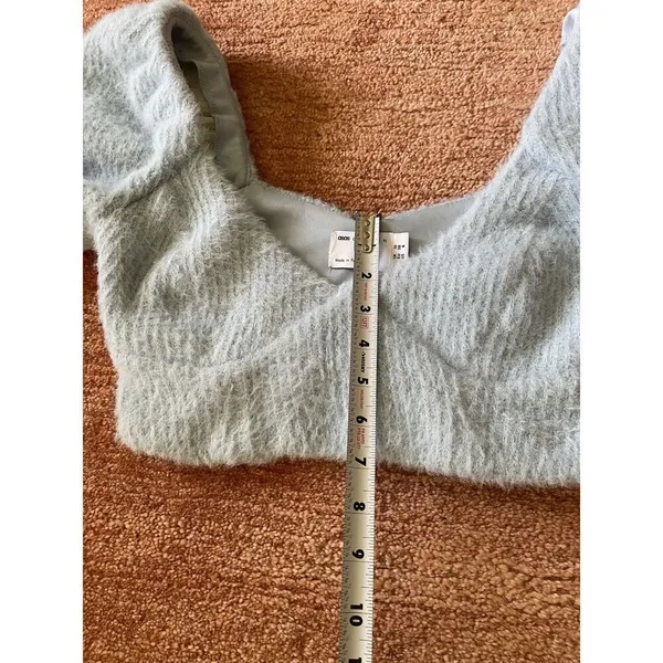 ASOS DESIGN fuzzy knit crop top long sleeve sweetheart neckline size 6 US - Image 7