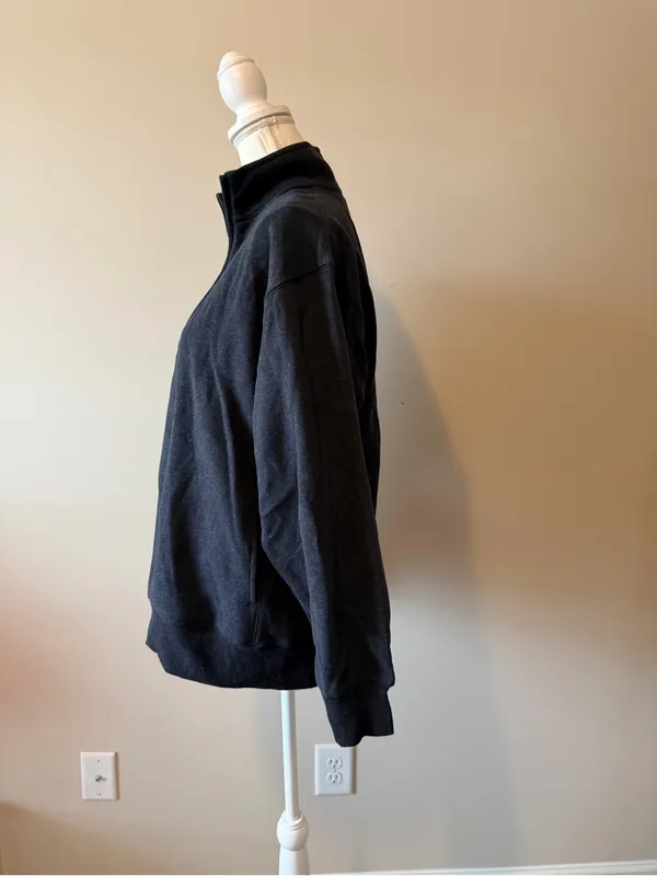 NWT Aritzia Cozy Fleece boyfriend 1/2 zip relaxed fit size small Heather black - Image 4