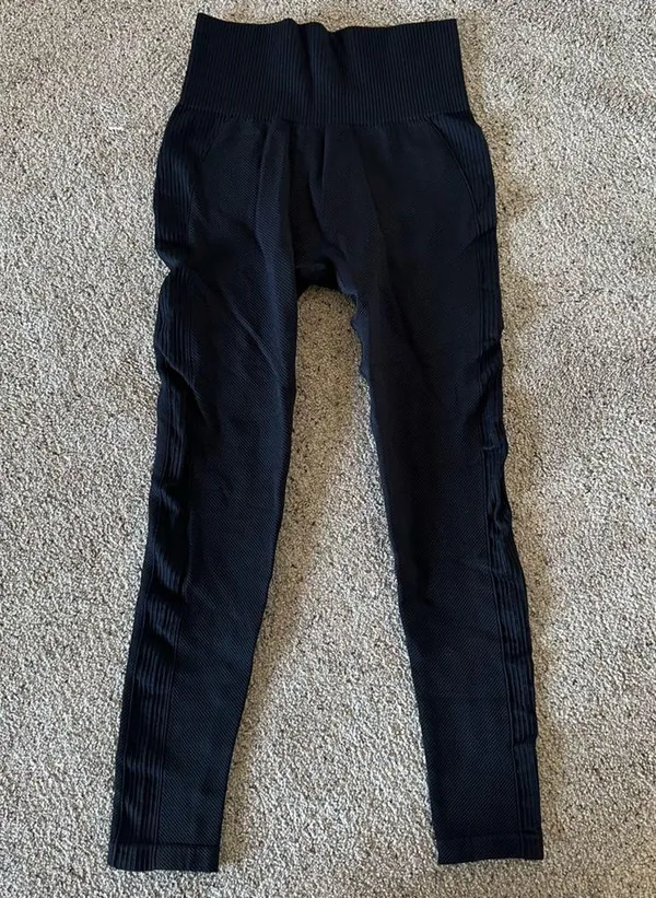 ZYIA Active Black Ribbed Compression Leggings - Image 4