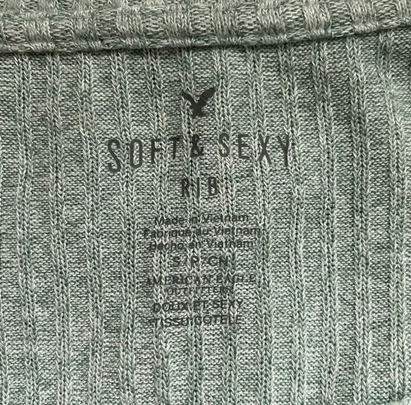 American Eagle Soft & Sexy Rib Top Light Green V-neck Long Sleeve - Image 7