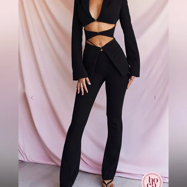 HOUSE OF CB Black Layla V‎ Front Trousers NWOT Size S - Image 8