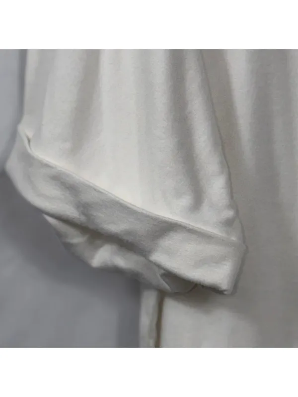 Womens XL White V Neck Pocket Tee Rolled Sleeve Stretch Casual Oversized Top - Image 2