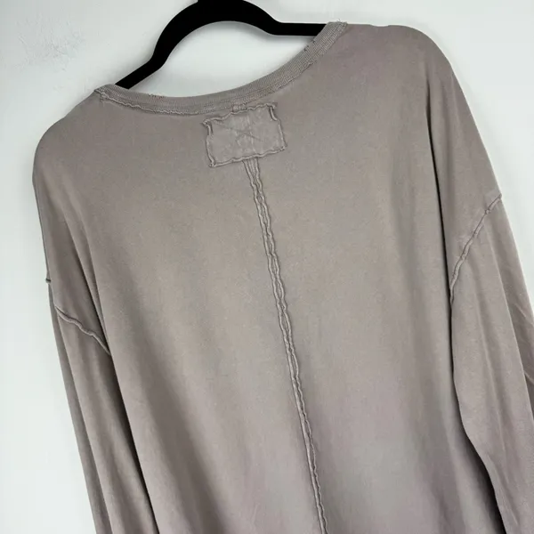 Free People We The Free Fade Into You Tee Sz XL Taupe Long Sleeve Top - Image 11