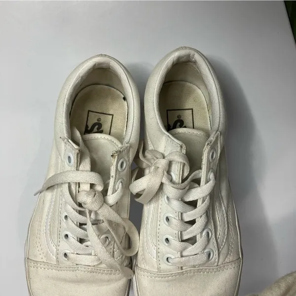 Vans old skool lace up sneakers all white size‎ 6 - Image 5
