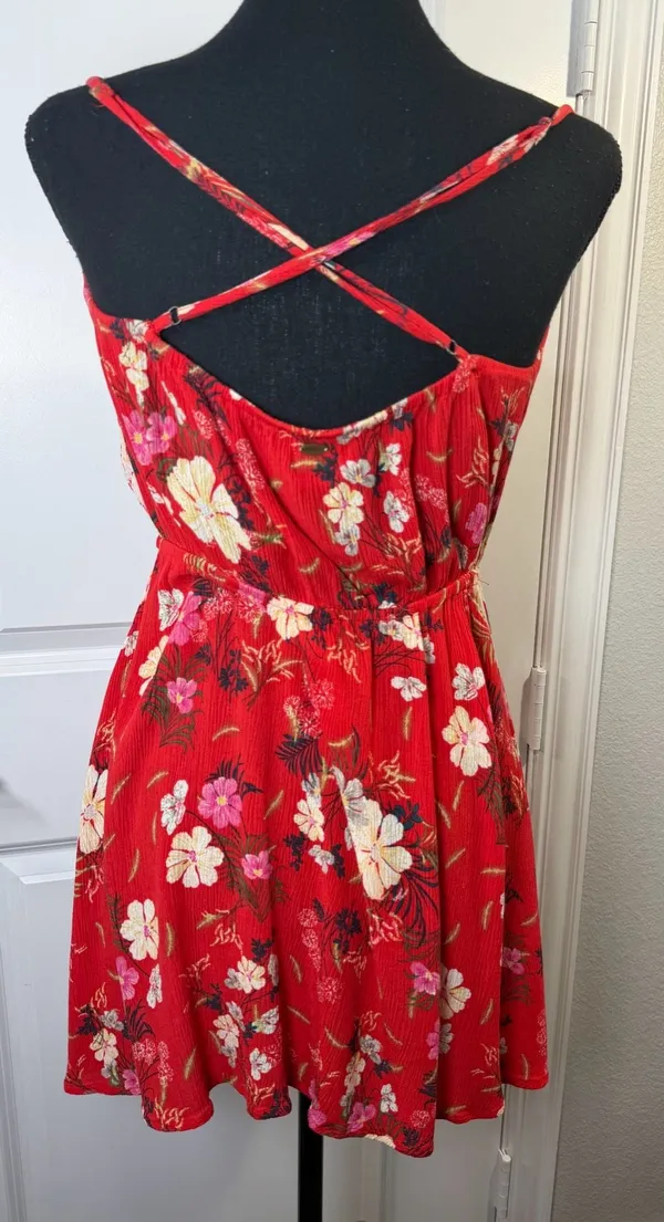 O'Neill Red Floral Cowl Neck Mini Dress Size M - Image 6