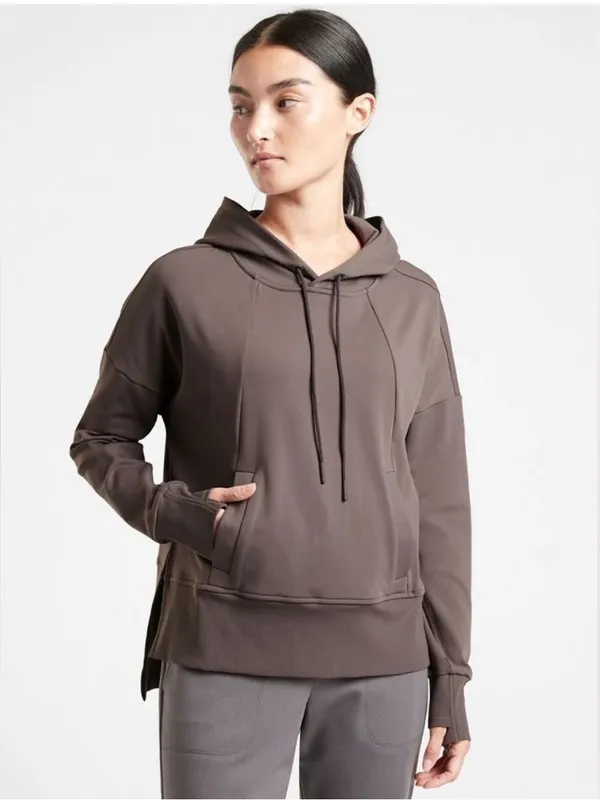 Athleta Mission Hoodie in Shale Brown Size Medium - Image 2