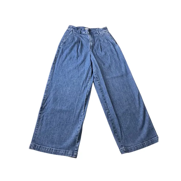 Madewell Wide Leg Pleated Jeans Medium Wash Blue High Rise‎ Trouser Size 0 - Image 13