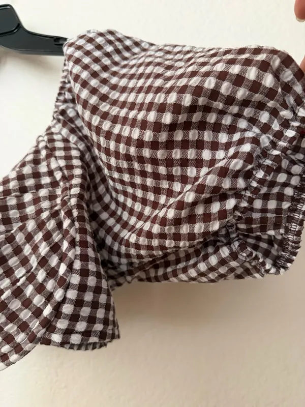 wild fable gingham puff-sleeve crop top  - Image 3