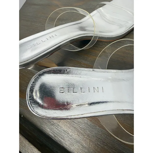 Bellini Mikana Clear Vinyl Silver Square Toe Heeled Sandals Size 9 - Image 6