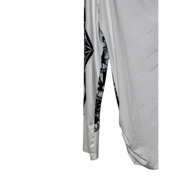 Dressfo Women's‎ Top Gothic Skull Bone Print Long Sleeve Off Neck White Sz.6 NWT - Image 9