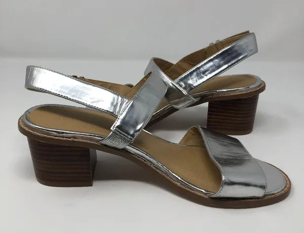 ASOS Silver Metallic Heel Sandals Block Heel Size 5 - Image 9