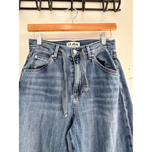 Le Jean Los Angeles Wide Leg Drawstring Jeans Size 25 Made in USA Denim - Image 3